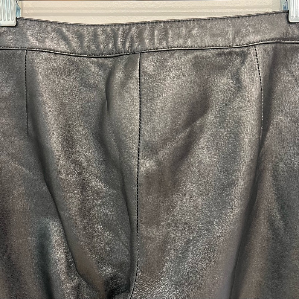 Nicole Miller New York 100% Leather Pants High Rise Straight Leg Black Y2K, 8 - Picture 6 of 14